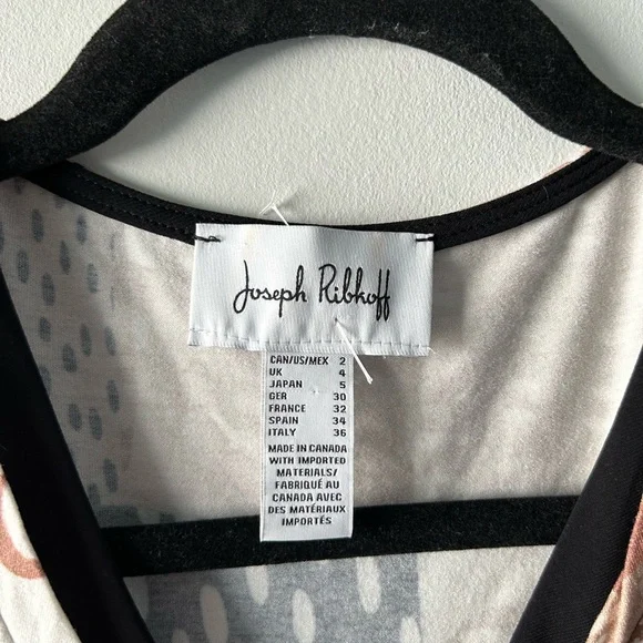 Joseph Ribkoff brown and black printed v neck top - Picture 3 of 4